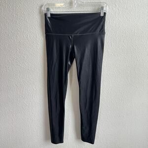 Noli Black Shimmer Mid Rise Leggings Women's S Ankle Stretch Shiny Athletic Gym